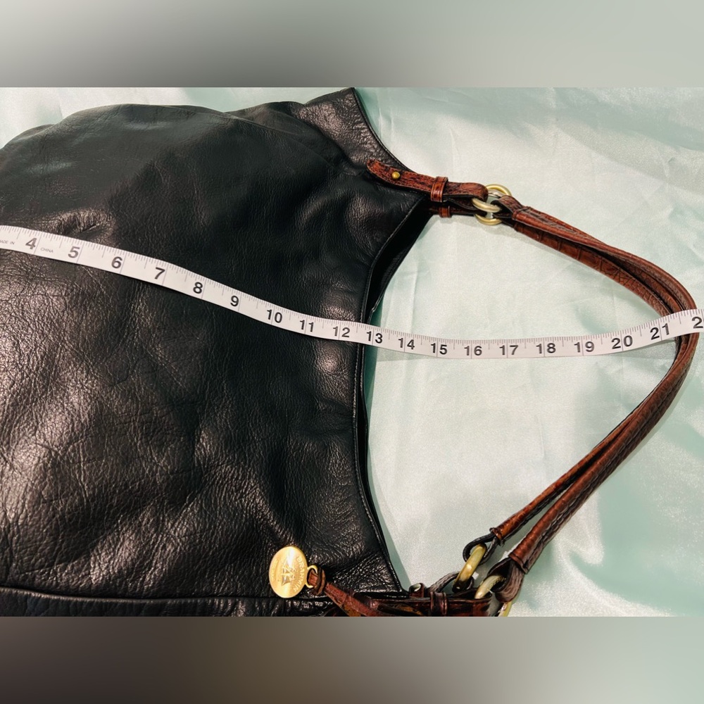 Brahmin - Vintage Croc Black Leather W/Brown straps Large Hobo/Tote Bag - Picture 9 of 16